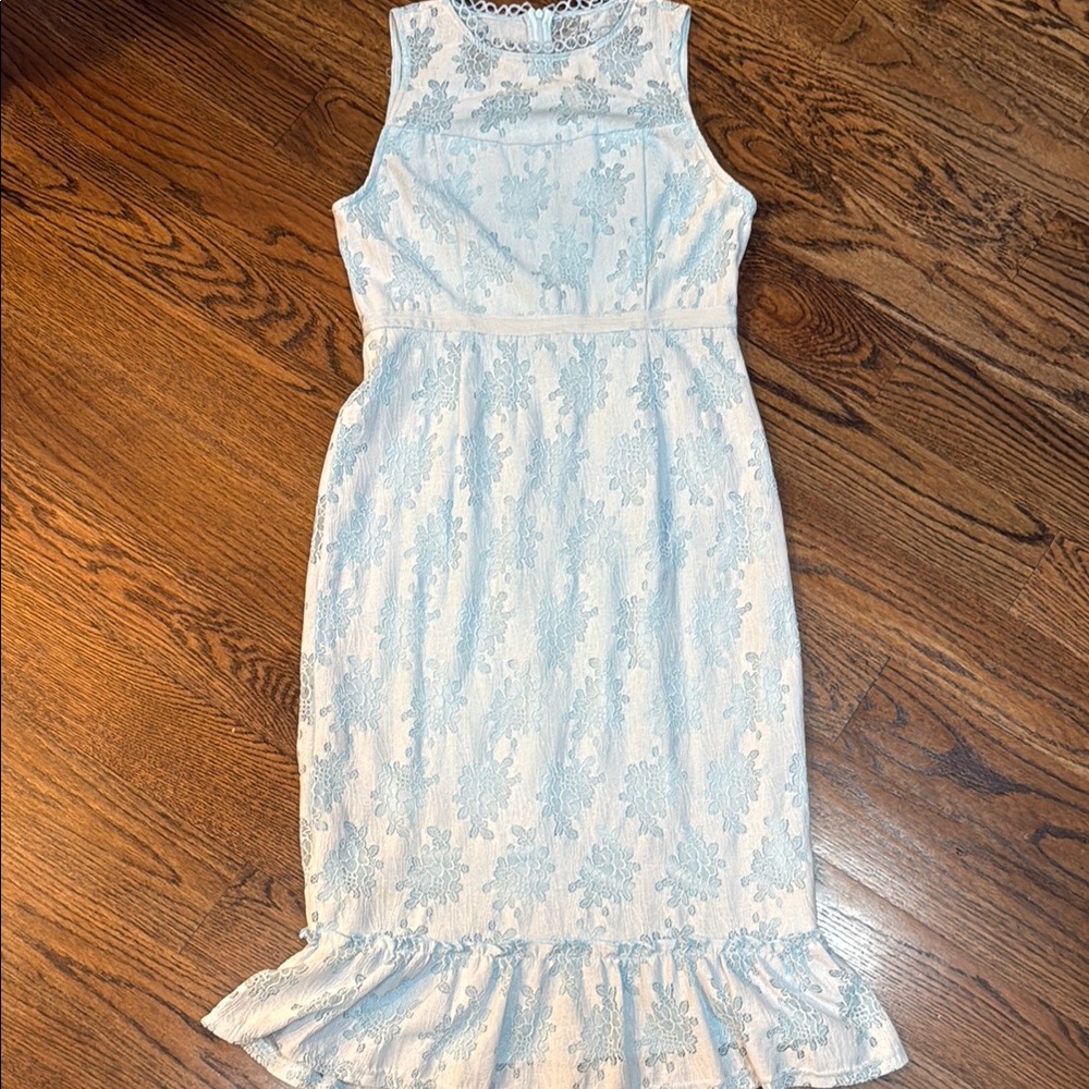 Elegant Blue Lace Dress - Picture 1 of 17